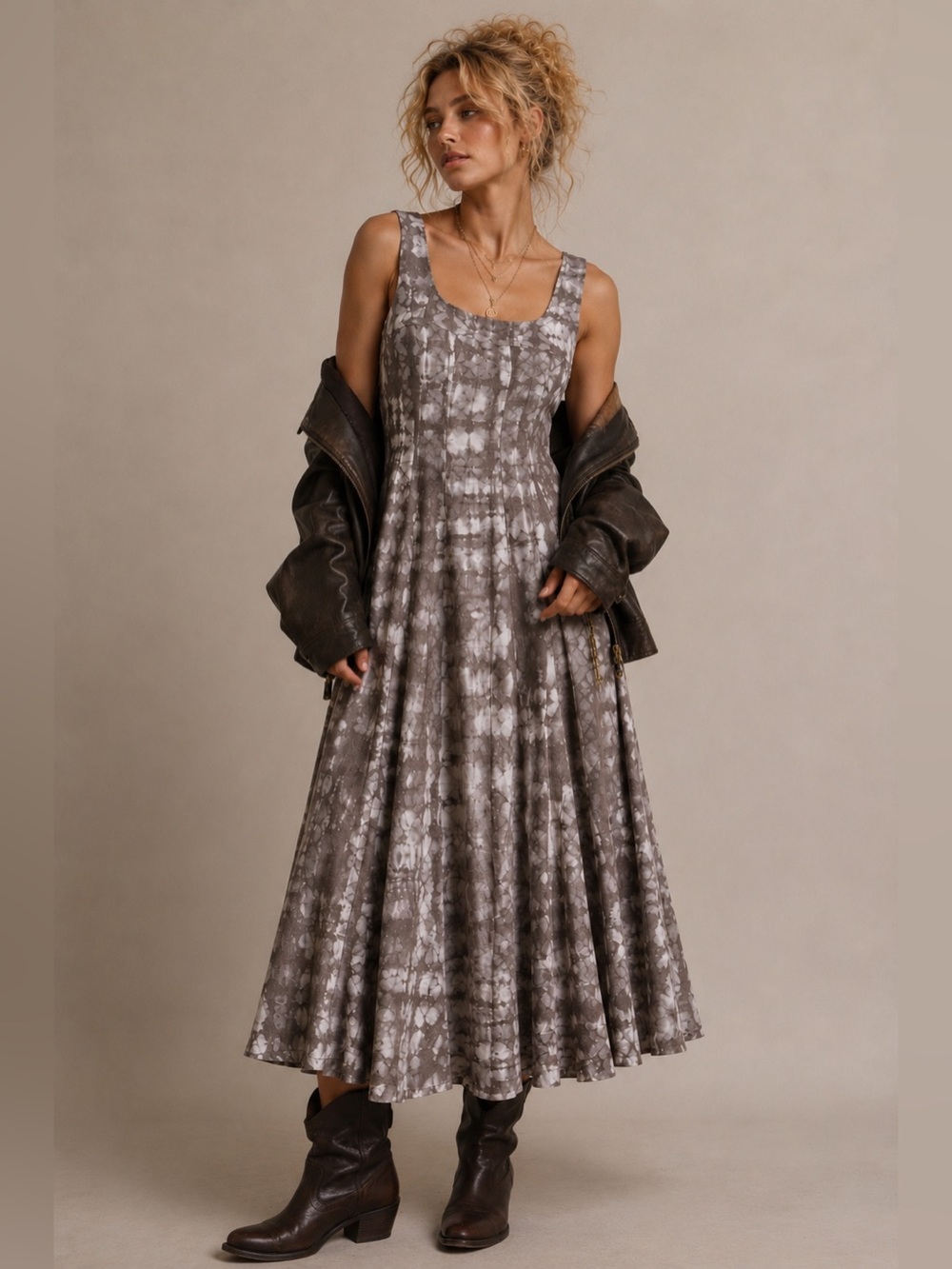 Simply Vera Vera Wang Abstract Batik Fit & Flare Midi Dress XS